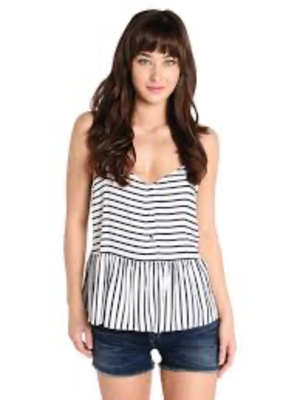 Cupcakes and Cashmere Striped Peplum Cami Top – Size Small